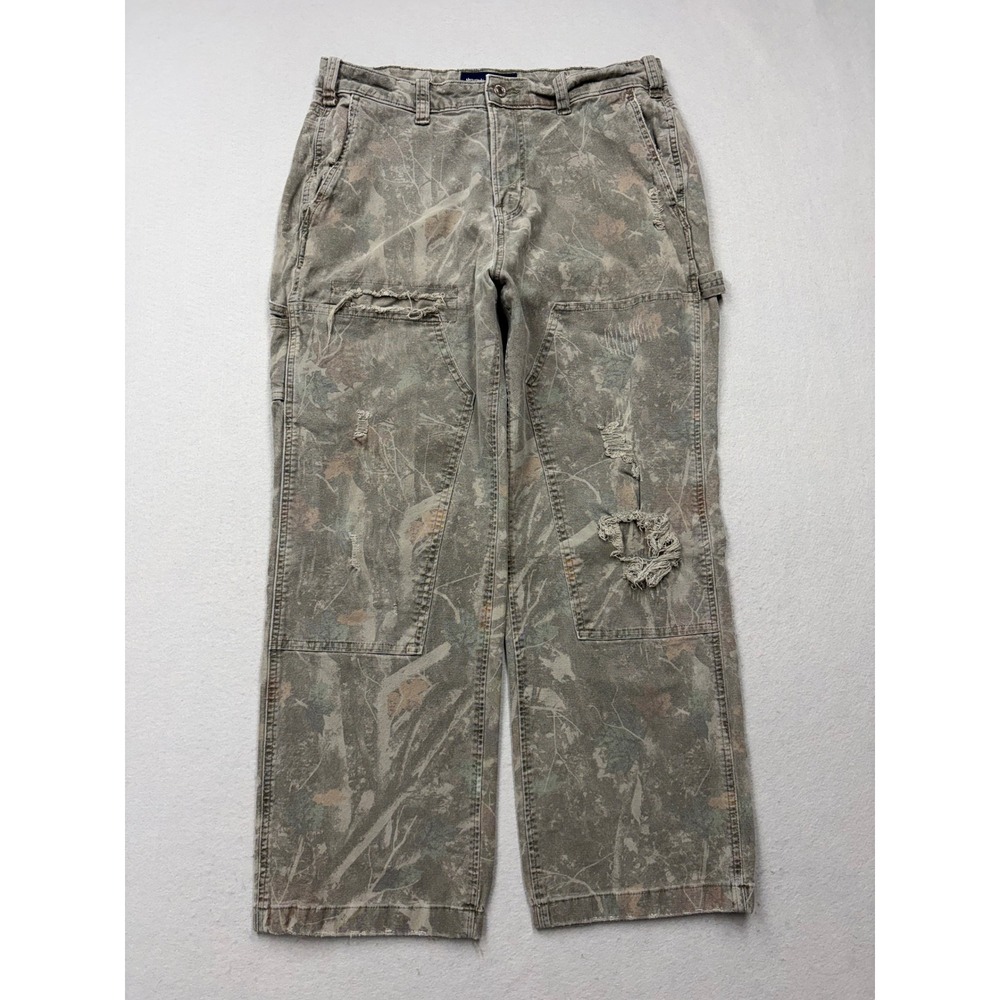 Abercrombie & Fitch Carpenter Pants Mens 34 Baggy Camo Distressed Y2K Workwear